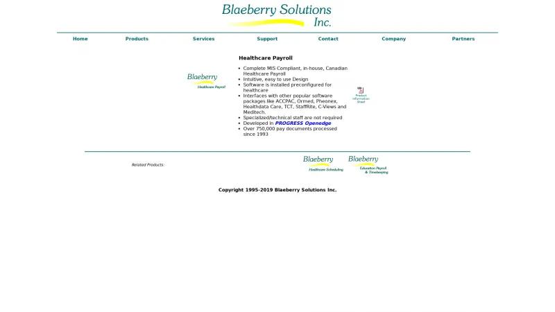 Homepage of Blaeberry Payroll