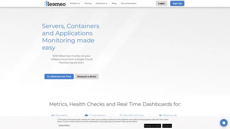 Homepage of Bleemeo