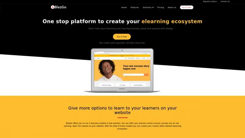 Homepage of BlezGo