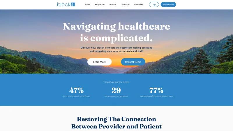 Homepage of Blockit