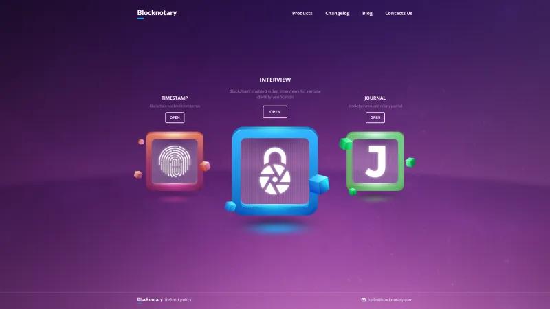 Homepage of Blocknotary