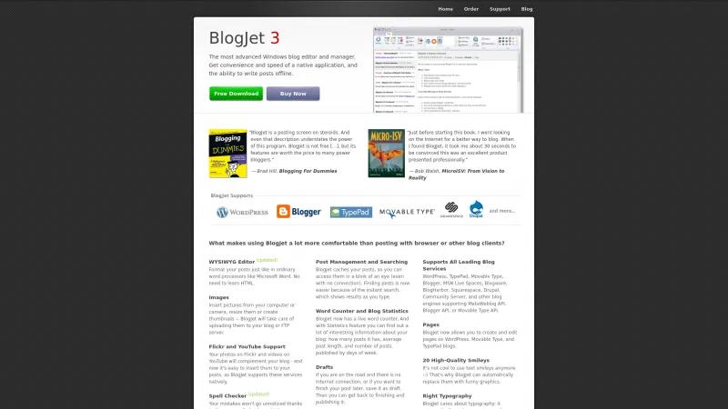 Homepage of BlogJet