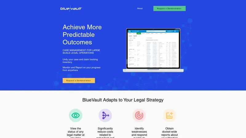 Homepage of BlueVault