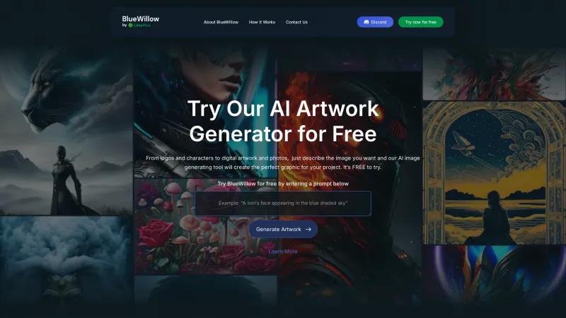 Homepage of BlueWillow AI