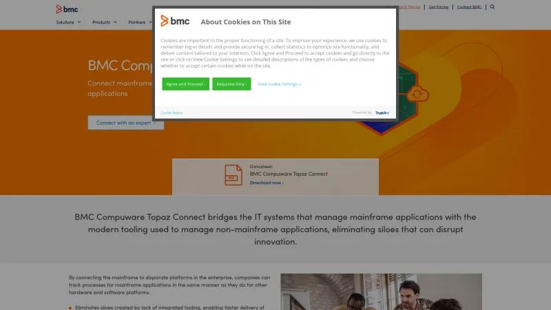 Homepage of BMC Compuware Topaz Connect