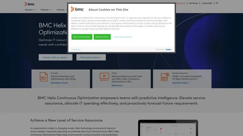 Homepage of BMC Helix Continuous Optimization