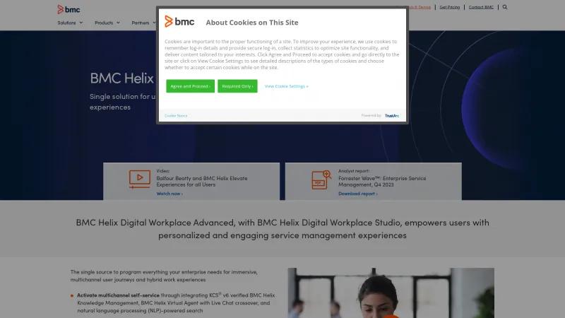 Homepage of BMC Helix Digital Workplace