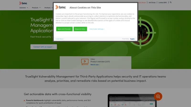 Homepage of TrueSight Vulnerability Management