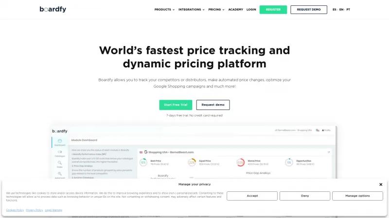 Homepage of Boardfy