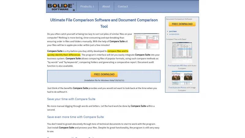 Homepage of Compare Suite