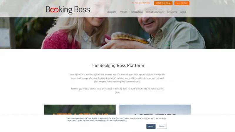 Homepage of Booking Boss