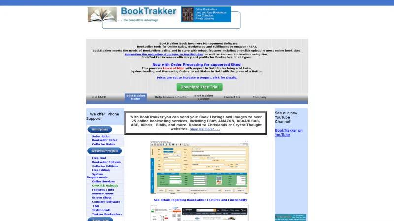 Homepage of BookTrakker