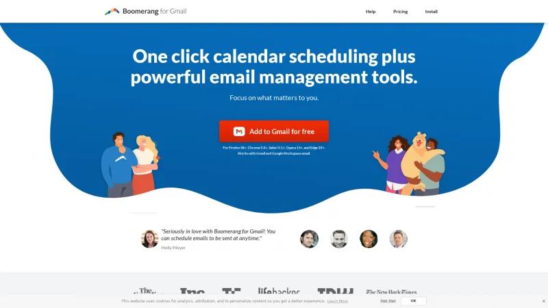 Homepage of Boomerang