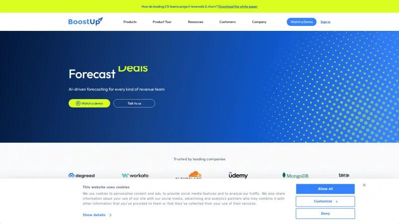 Homepage of BoostUp