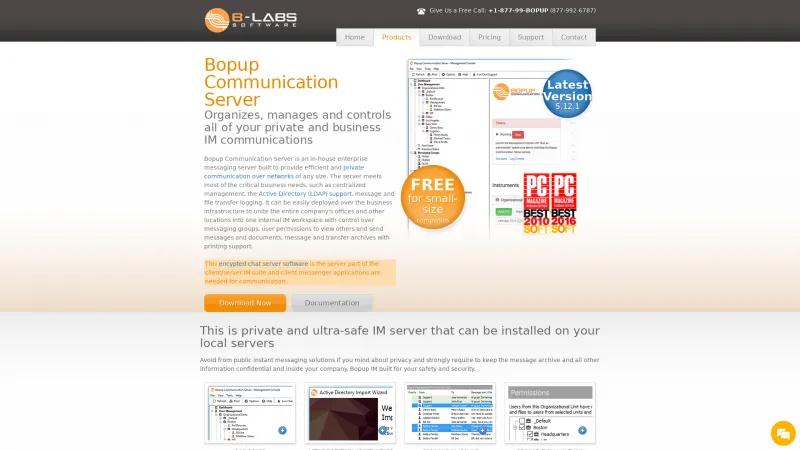 Homepage of Bopup Communication Server