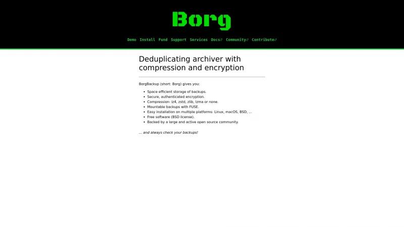 Homepage of Borg