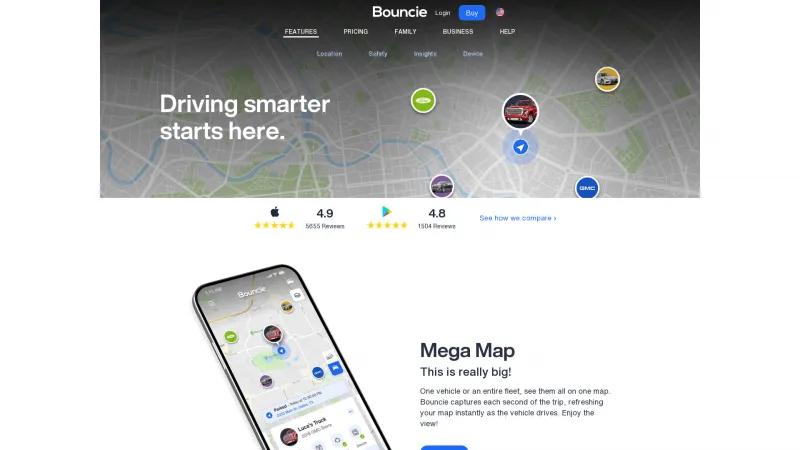 Homepage of Bouncie