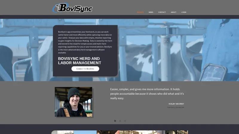 Homepage of BoviSync