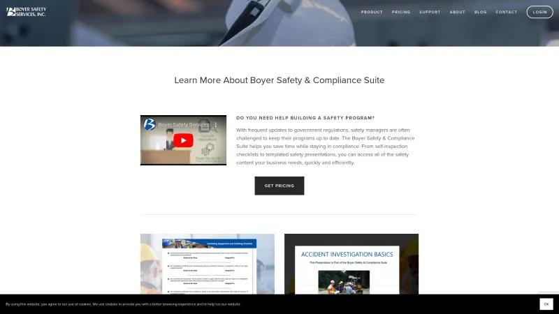 Homepage of Boyer Safety & Compliance Suite