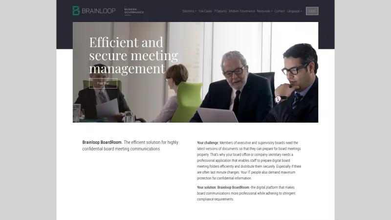 Homepage of Brainloop BoardRoom