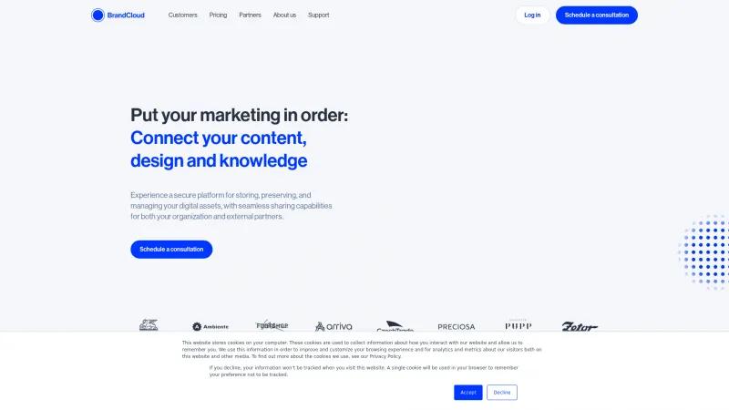 Homepage of BrandCloud