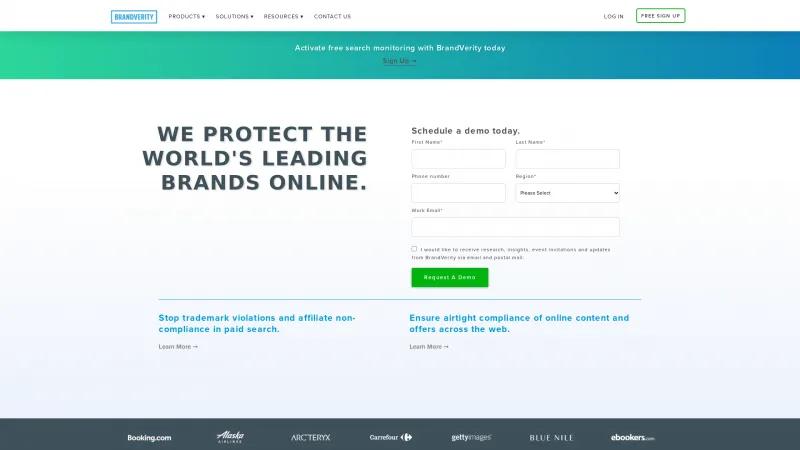 Homepage of BrandVerity