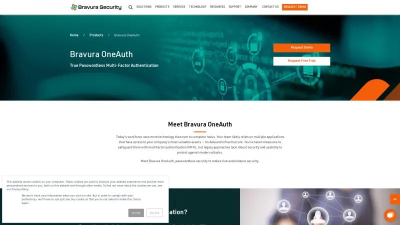 Homepage of Bravura OneAuth