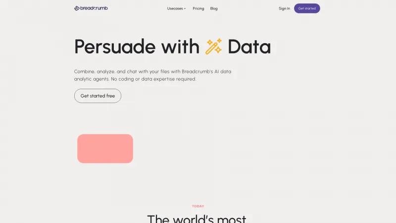 Homepage of Breadcrumb.ai