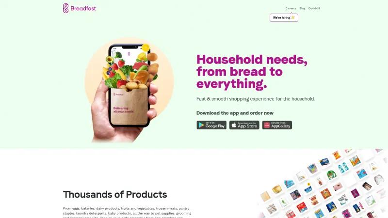 Homepage of Breadfast