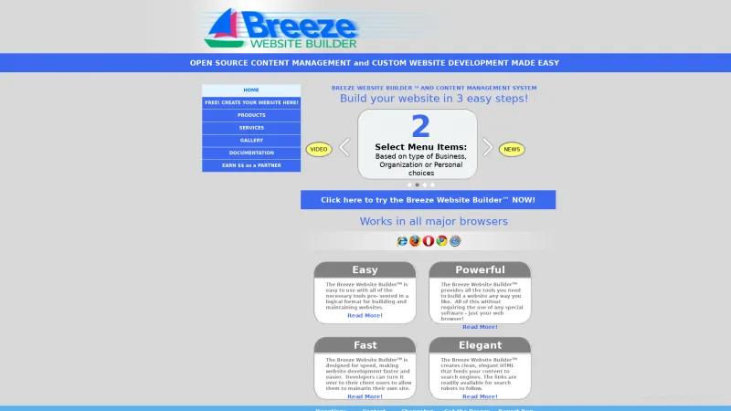 Homepage of Breeze Website Builder