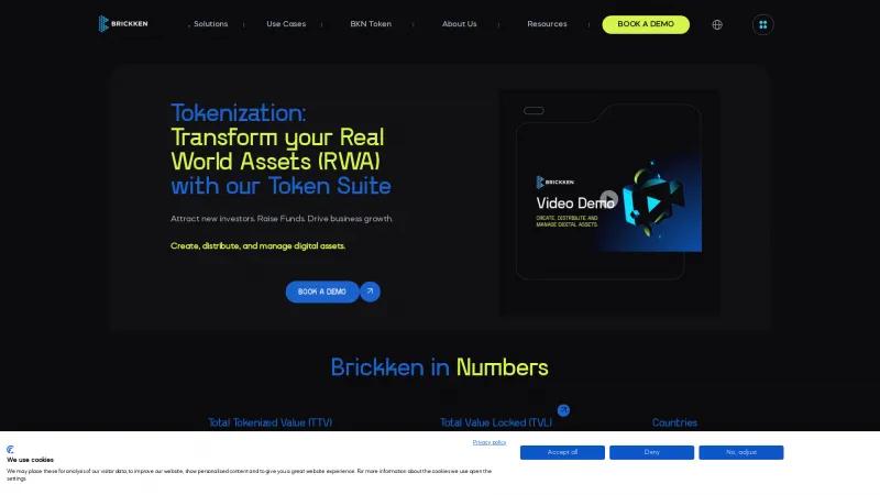 Homepage of Brickken Token Suite