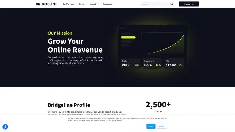 Homepage of Bridgeline Unbound Platform