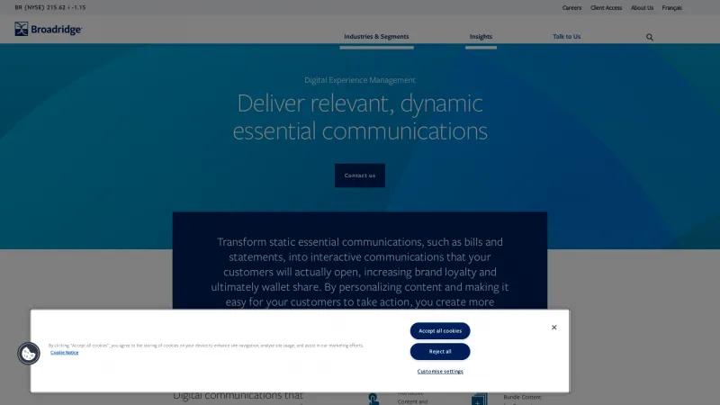 Homepage of Broadridge Digital Experience Management