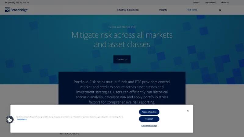 Homepage of Broadridge Risk Master