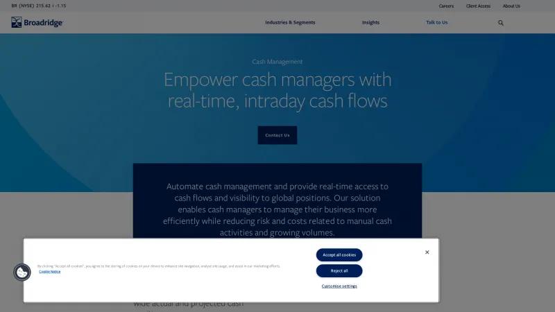 Homepage of Broadridge Revport