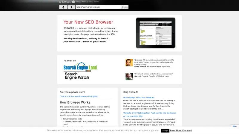 Homepage of BROWSEO