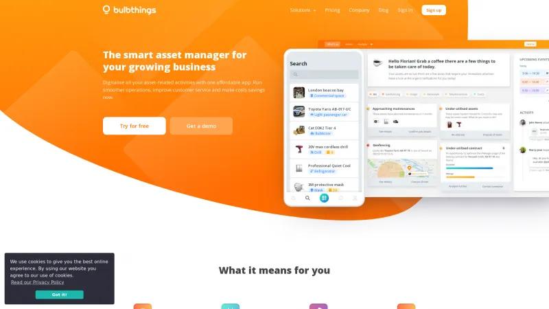 Transform Your Business Operations with Bulbthings: The Ultimate Asset Management Software Homepage of BulbThings
