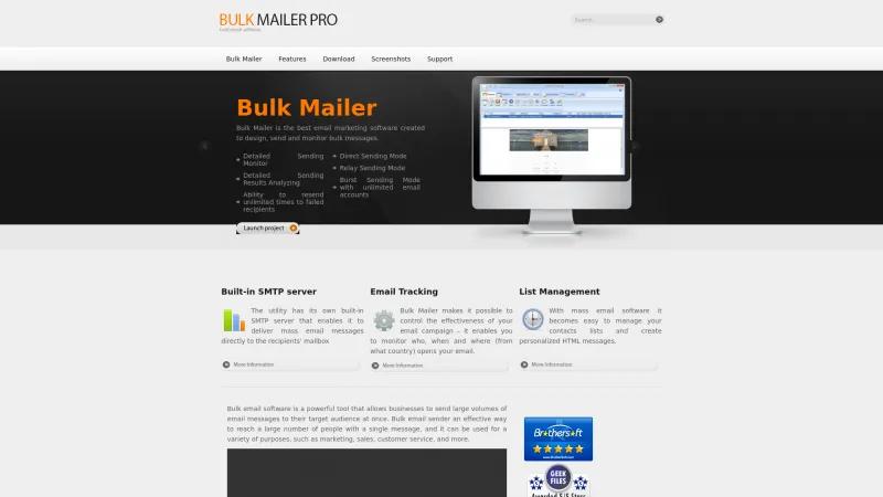 Homepage of Bulk Mailer