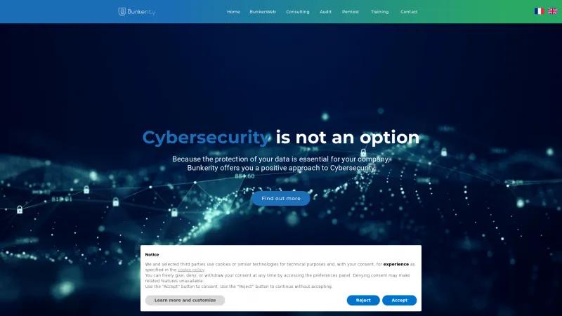 Homepage of BunkerWeb