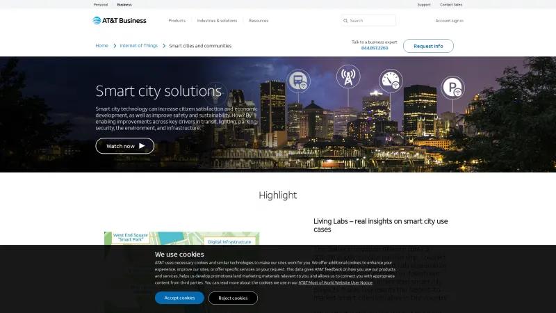 Homepage of AT&T Smart Cities