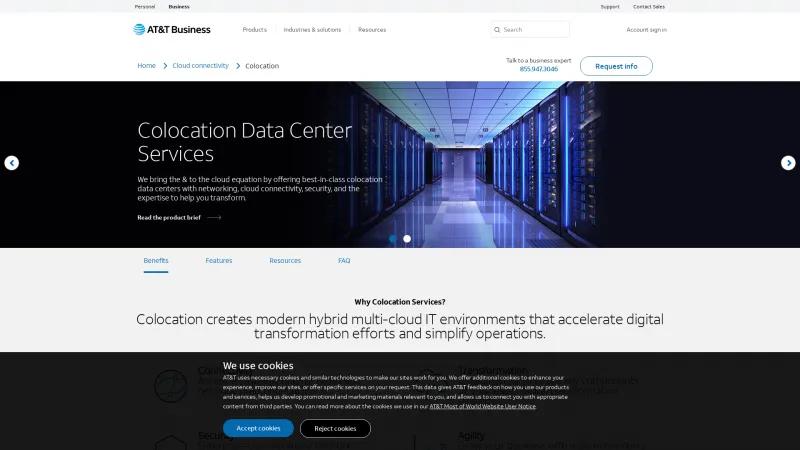 Homepage of AT&T Colocation