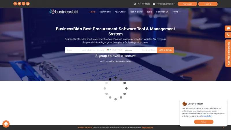 Homepage of BusinessBid