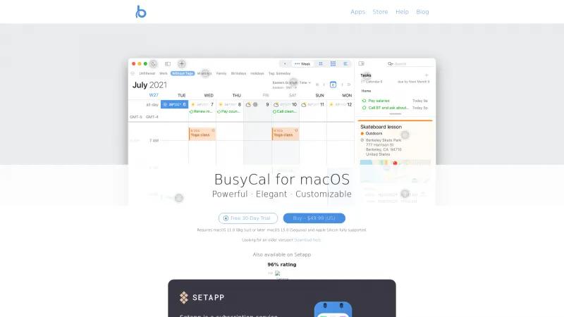 Homepage of BusyCal