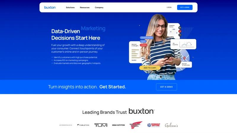 Homepage of Buxton Analytics Platform