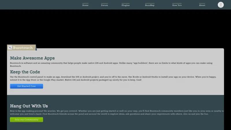 Homepage of Buzztouch