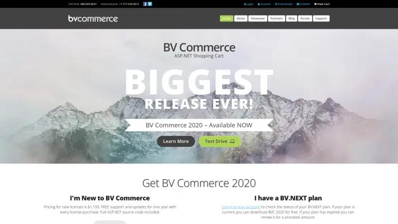 Homepage of BV Commerce