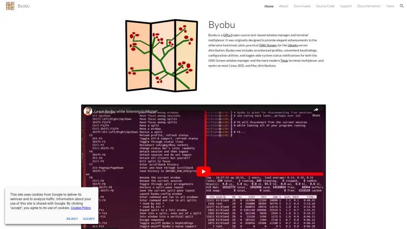 Homepage of Byobu