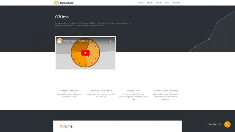 Homepage of O3Lims