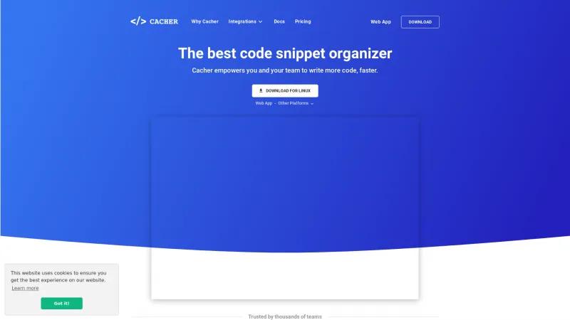 Homepage of Cacher