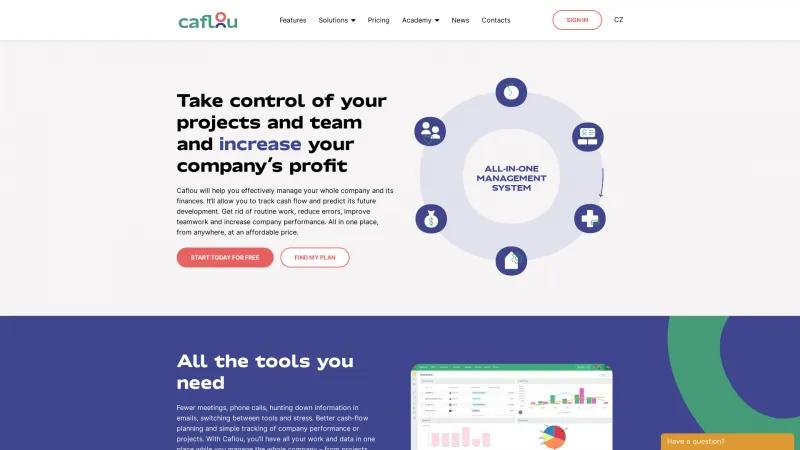 Homepage of Caflou